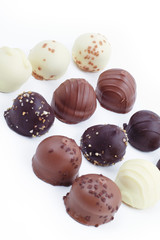 Delicious dark, milk, and white chocolate pralines.