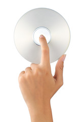gesture of hand holding a compact disc