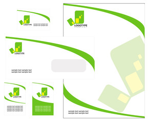 Kit carta intestata verde e giallo - obrazy, fototapety, plakaty