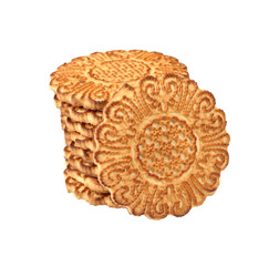 stack of cookies with a pattern.