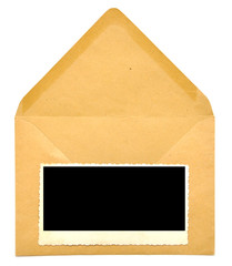 vintage blank photo frame on  envelope