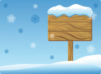 Winter Wooden Signboard