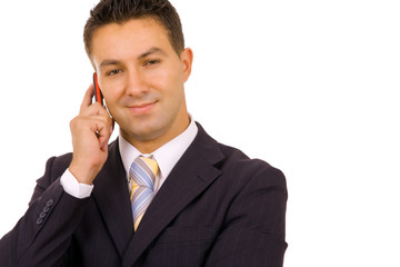 Fototapeta premium young business man on the phone, isolated on white