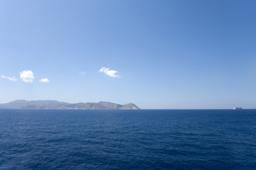 Naklejka na ściany i meble Gorgeous view of romantic Santorini's coast. Greece.