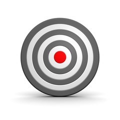 Black and white target with red center. 3d illustration.
