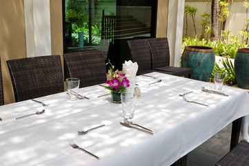 Table set at the outdoor restaurant, Phuket, Thailand