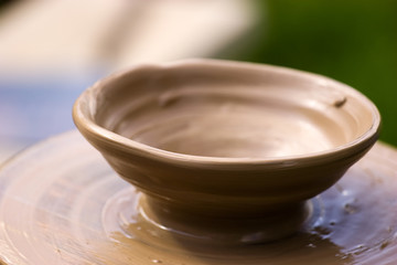 New pot on potter's wheel