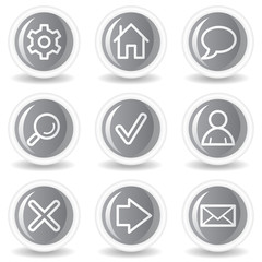 Basic web icons, circle grey glossy buttons