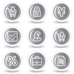 E-business web icons, circle grey glossy buttons