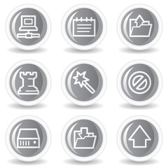 Data  web icons, circle grey glossy button