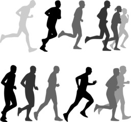 people running silhouettes