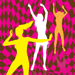 Retro dancing girl silhouettes