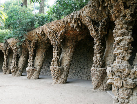 Guell park, detail of bridge