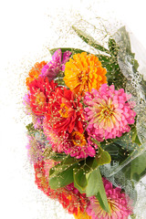 bouquet flowers, on a mirror.