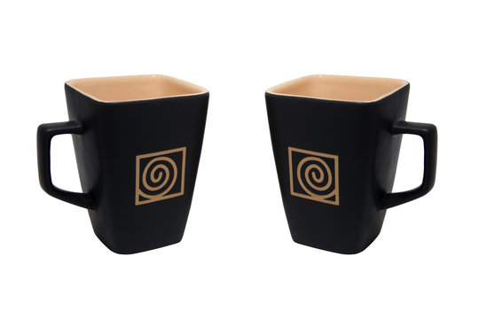 Square Coffee Cup Left and Right Isolated