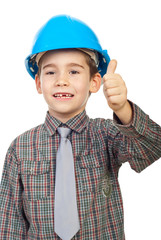 Little architect giving thumbs up