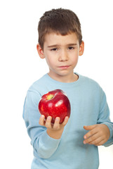 Boy tired of apples