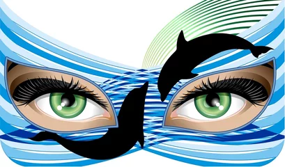 Printed roller blinds Draw Donna con Maschera di Acqua-Water Mask Woman-Vector