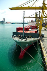 container ship on cargo operation