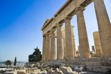 Obraz premium Parthenon temple in Acropolis at Athens, Greece