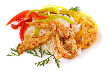 Asian spicy chicken and rice