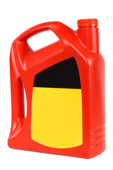 red plastic bottle of motor oil