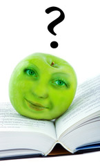 Green apple with face