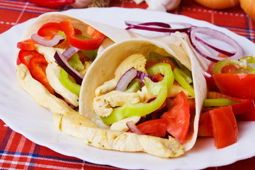 Tortilla wrap with chicken salad