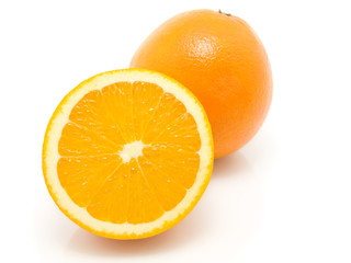 Ripe orange fruits isolated on white background