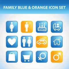 Family Icon Set (Blue & Orange)
