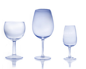 Collection of empty wine glasses