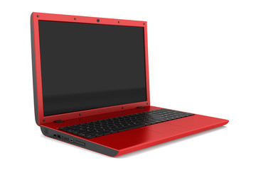 red laptop isolated on white background