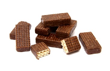 Chocolate waffers isolated on white
