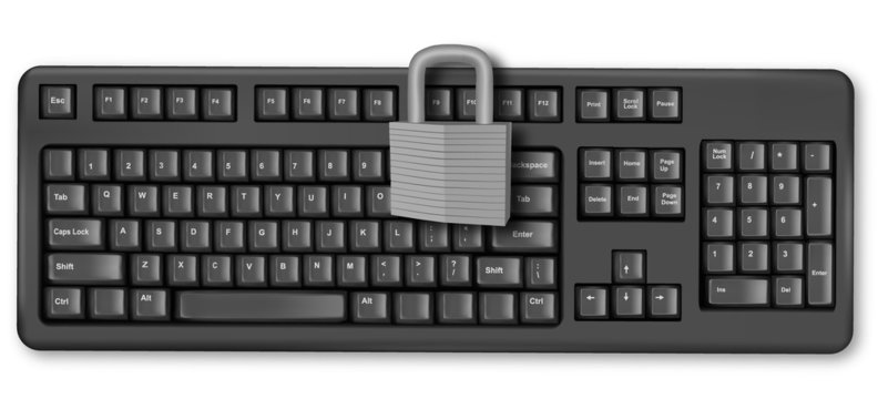Keyboard and a lock. Internet security concept. Vector.