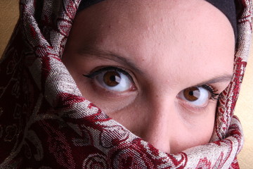 Veiled Woman From The Middle East (golden background)