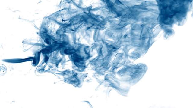 Blue smoke over white background