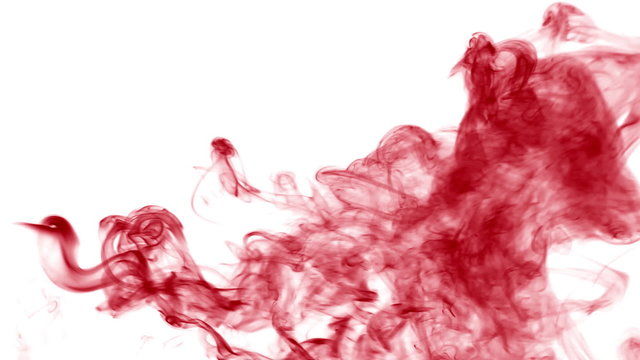 Red smoke over white background