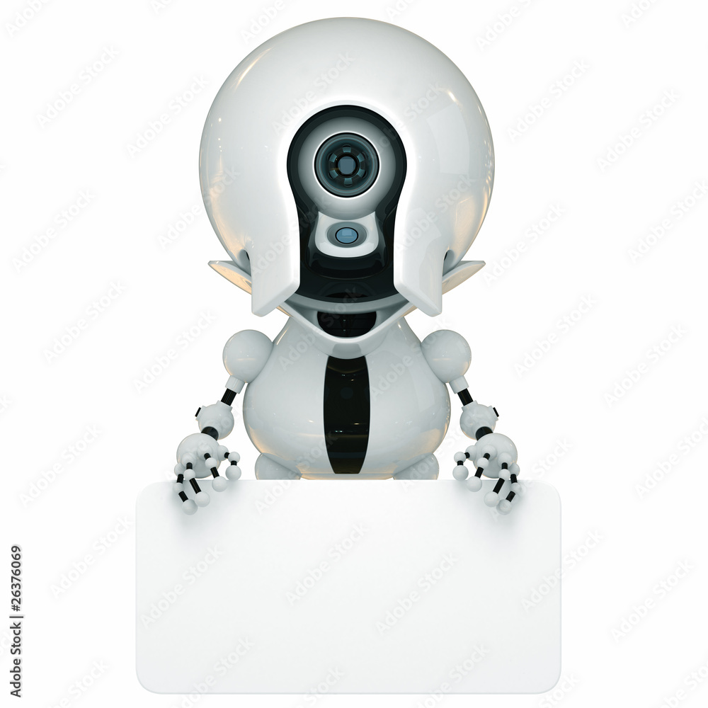 Poster stylish robot with empty board