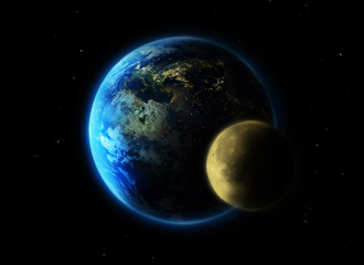 earth and moon