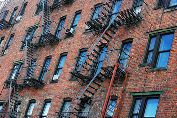 Outside wall of apartments in New York City.