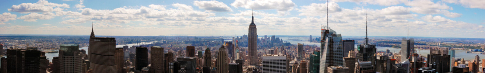 View of New York City skyline facing south from midtown.
