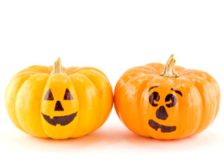 Mini Jack-o-Lanterns Isolated on a White Background