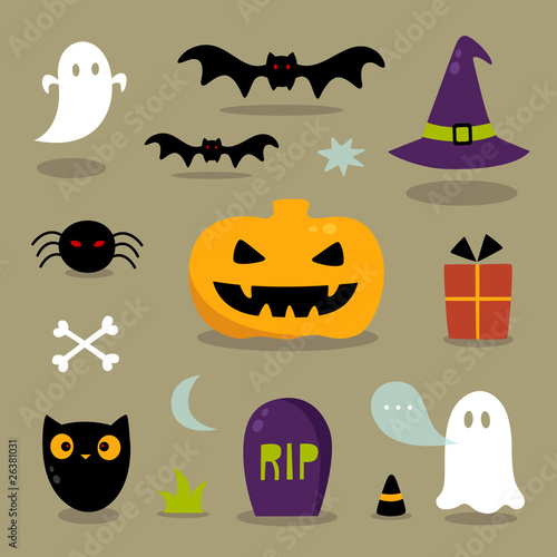 "Cute Halloween icons" Stock image and royalty-free vector files on
