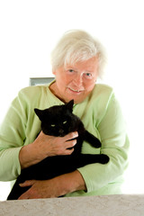 Obraz premium Rentnerin mit Kater