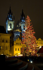 Fototapeta na wymiar Old Town Square at Christmas time, Prague, Czech Republic
