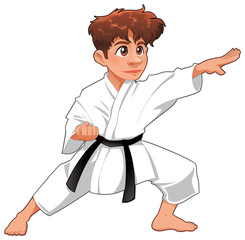 Baby Karate Player. Vector cartoon isolated character