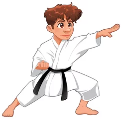 Fotobehang Baby Karate Player. Vector cartoon isolated character © ddraw
