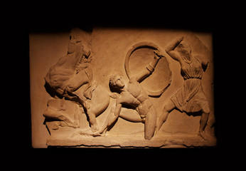 Amazones, ancient roman warriors in a battle