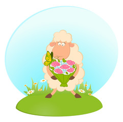 Obraz na płótnie Canvas Cartoon sheep bride