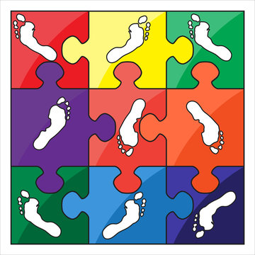 footprint color vector puzzle